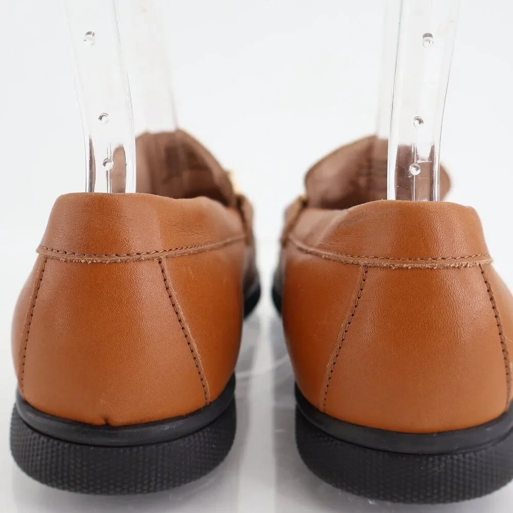 Bruno Magli Nerano Leather Loafers Women Size 38 Brown Gold bit AS IS